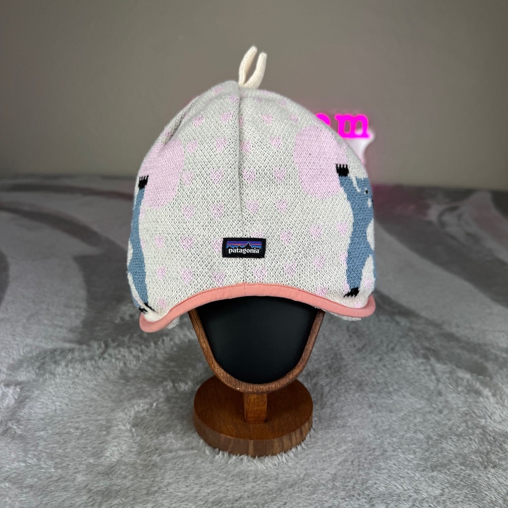 Patagonia Reversible Monster Fleece Earflap Beanie Baby 3-6M Gray Pink gorpcore